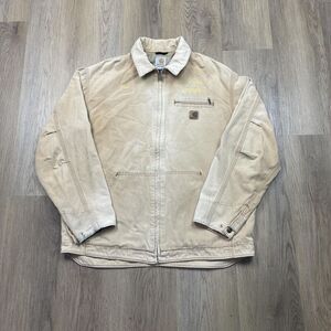 Carhartt Jacket Mens Large Brown Duck Canvas Detroit Work Full Zip J108 BRN